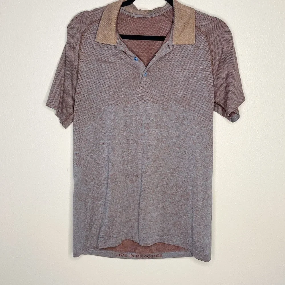 Lululemon Metal Vent Tech Polo Shirt 2.0 Size M Date Brown / Blue Nile